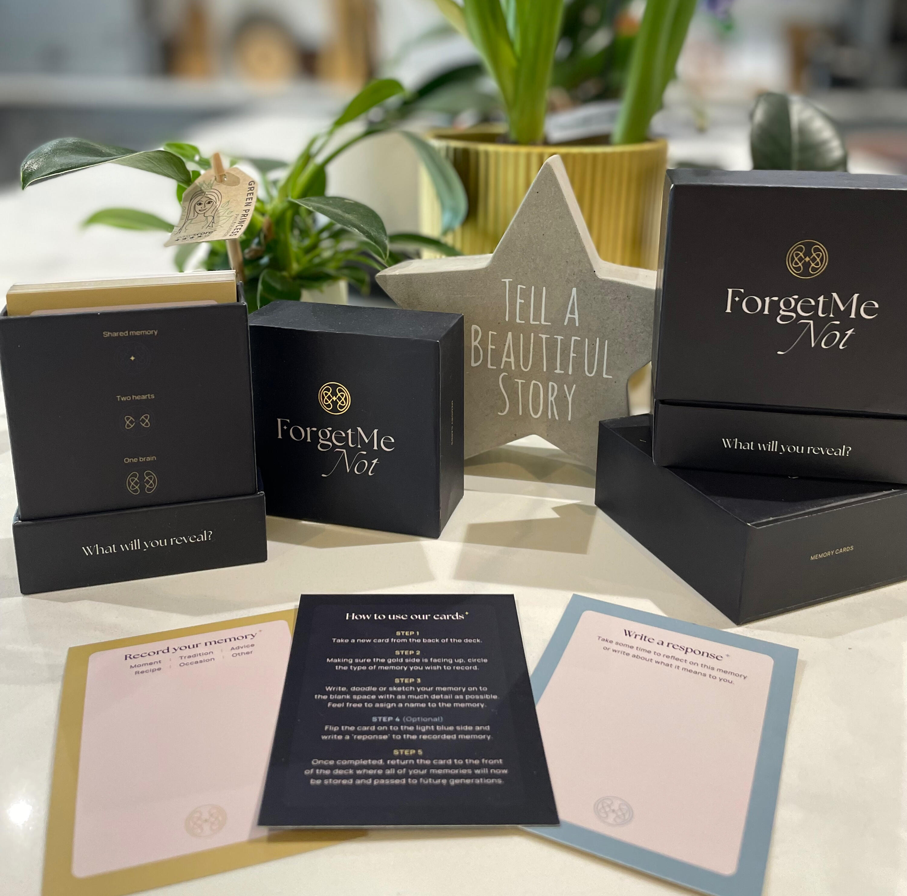 Forget Me Not Reflections Memory Cards Forget Me Not Reflections box with handwritten memory and reflection cards